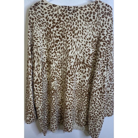 MAGGIE BARNES Animal Leopard Cardigan Sweater Button Long Sleeve Plus 3X 26/28 - Picture 4 of 4